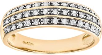 Jewelco London 9ct Gold 1/4ct Diamond Micro Bead 3 Row Pave Wedding Ring 3.5mm - PR0AXL7240Y