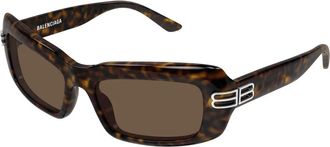 Balenciaga Bb 0432S Zonnebril - Dames - Zonnebrillen - Bruin - 57 MM - Nylon - Accessoires