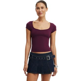 Cotton On Womens Hold Me Short Sleeve in Blackberry Belle at Nordstrom, Size Xx-Large