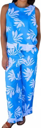 Southern Tide Simone Leafy Luxe Tank Top In Boat Blue