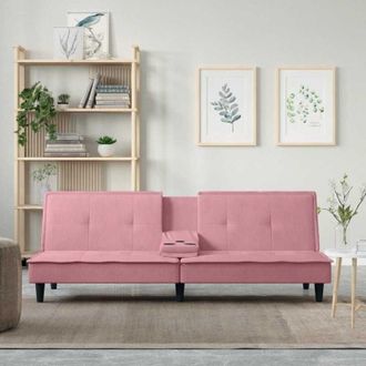 vidaXL Vidaxl - Divano Letto con Portabicchieri in Velluto Rosa