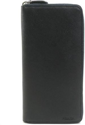Prada Black Leather Long Wallet (Bi-Fold) (Pre-Owned)