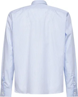 Prada Mens Sky Blue And White Striped Shirt Cotton