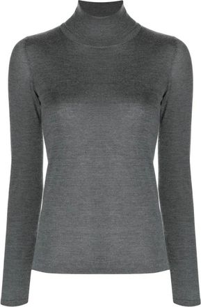 Brunello Cucinelli Brunello Cucinelli, Turtlenecks, female, Gray, Size: M Cashmere-Silk Blend Knit Sweater