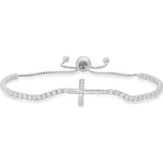 Queen Jewels Sterling Silver Cubic Zirconia Cross Bracelet at Nordstrom Rack