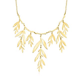 Ross-Simons Italian 18kt Gold Over Sterling Leaf Branch Necklace