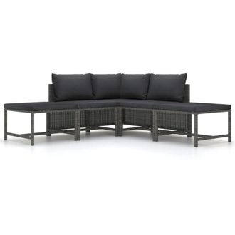 vidaXL Vidaxl - Set Divani da Giardino 5 pz con Cuscini in Polyrattan Grigio