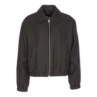 Ami Light Jackets, male, Gray, Size: XL Ami De Coeur Zipped Jacket