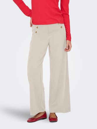 Only Anzughose ONLY ONLTILDA LIFE 6-BUTTON PANTS JRS NOOS, Damen, Gr. XL, L&auml;nge 32, chateau gray detail:gold buttons, Jersey, Obermaterial: 95% Polyester, 