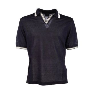 Paul & Shark Paul & Shark, Polo Shirts, male, Blue, Size: 3XL Polo Open Collar in Lino