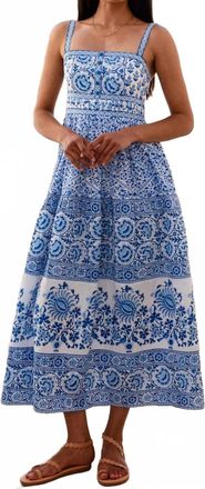 PINK CITY PRINTS Nuri Midi Dress In Azure Patchwork