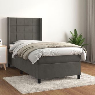 vidaXL Vidaxl - Cama Box Spring Con Colch&oacute;n Terciopelo Gris Oscuro 80x200 Cm