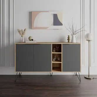 OEM Madia 3 Ante Clara 142x35,5x83h Colore Rovere Oak Antracite