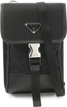 Prada Borsa a spalla con logo a triangolo smaltato anni 2020 - Nero