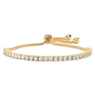 Palm Beach Jewelry 3 TCW Cubic Zirconia Gold-Plated Adjustable Drawstring Strand Bracelet 10