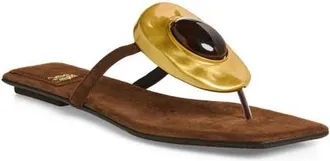 Jeffrey Campbell Bazaar Flip Flop in Brown Suede Combo at Nordstrom, Size 6.5