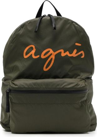 agnès b. logo-printed backpack - unisex - Nylon/Polyester - One Size - Green