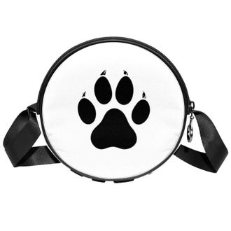 Generic Circle Crossbody Bag for Women, Black Paw Small Sling Bag Daypack with Zipper Adjustable Shoulder Straps Casual Ladies Girls Round Purse