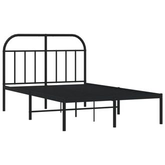 Berkfield Home Metal Bed Frame with Headboard Black 120x190 cm Small Double