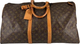 Louis Vuitton Coated Canvas Brown Keepall 55 Bag