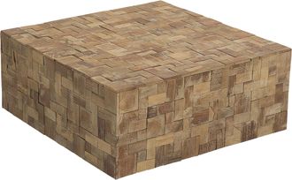 Beliani Beliani - Mesa De Centro De Madera De Teca Clara 80 X 80 Cm Mosaico Moderno Gambo