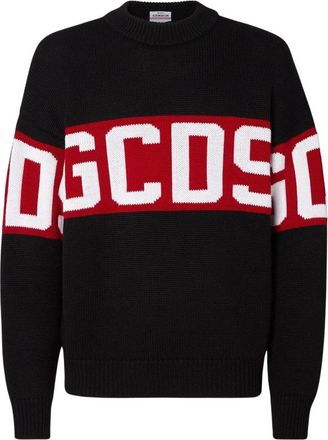 GCDS Gcds, Truien & Vesten, Heren, Zwart, XL, Wol, Wool Logo Band Sweater