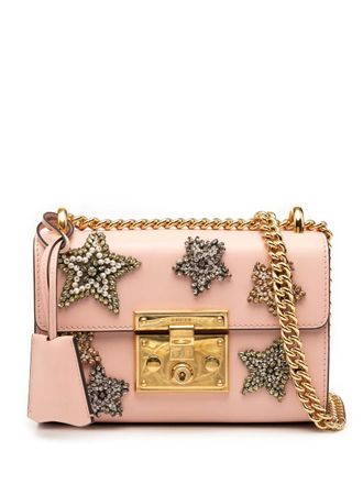 Gucci 2000-2015 Small Crystal Embellished Leather Star Padlock crossbody bag - Pink