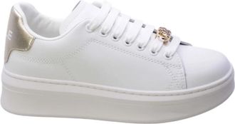 Ga&euml;lle Paris Witte Eco-leren Sneakers met Gouden Details - Dames - Sneakers - Wit - 41 EU - Leer - Schoenen