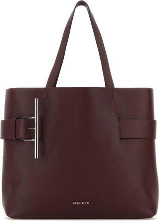 Alexander McQueen Alexander Mcqueen Tyrian Purple Leather T-Bar Shopping Bag
