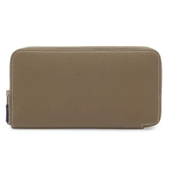 Herm&egrave;s Etoupe Gray Epsom Leather Silk Long Wallet (Bi-Fold) (Pre-Owned)