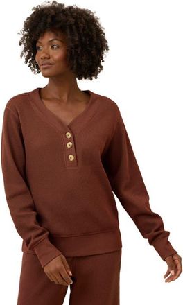 Pact Thermal Waffle Henley Pullover in Mahogany Brown at Nordstrom, Size Xx-Large