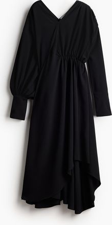H&M Asymmetrisches Cr&ecirc;pe-Kleid - Schwarz