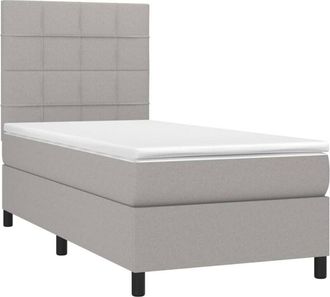 vidaXL Cama Box Spring Con Colch&oacute;n Tela Gris Claro 80x200 Cm Vidaxl