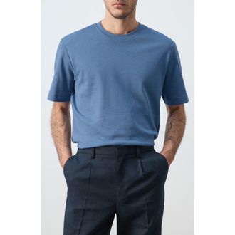 Mango Regular Fit Medium Weight Cotton T-Shirt in China Blue at Nordstrom, Size X-Large