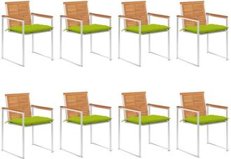 vidaXL Sillas De Jard&iacute;n Y Cojines 8 Unidades Madera Maciza De Acacia Vidaxl