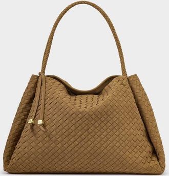 Katie Loxton Nova Hand Woven Large Shoulder Bag in Light Caramel Suedette at Nordstrom