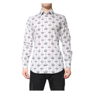 Dolce & Gabbana Casual Shirts, male, White, Size: 3XL Gold Dress Shirt