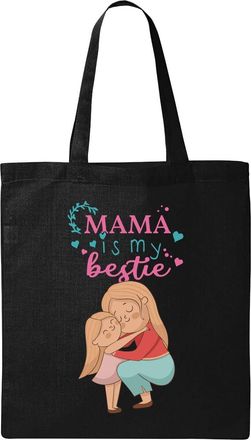 Generic Mama Is My Bestie Natural Ecological Cotton Tote Bag Black