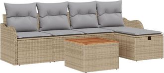 vidaXL Garden Sofa Set with Cushion 6 pcs Beige Poly Rattan vidaXL