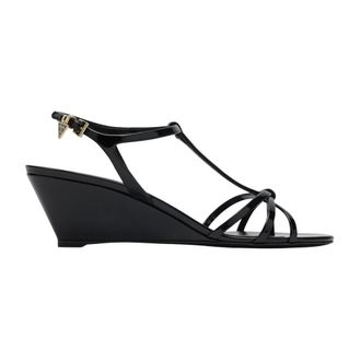 Prada Wedges, female, Black, Size: 8 1/2 US Patent Leather Sandals