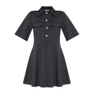 Ganni Shirt Dresses, female, Black, Size: XL Scuba Neoprene Fitted Mini Dress