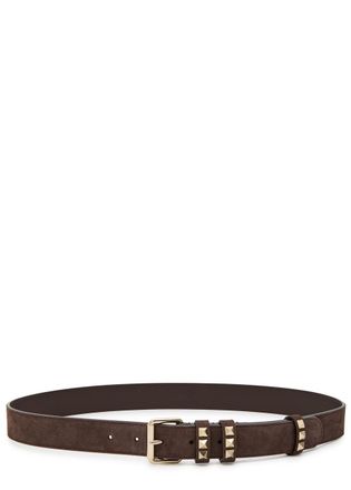 Valentino Rockstud Suede Belt - Brown - 95 (UK16/ XL)