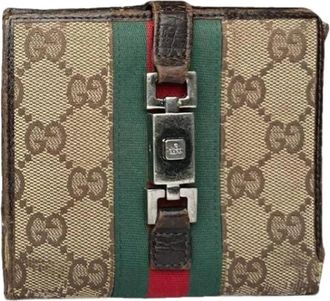 Gucci Pre-owned Katoenen Portemonnee - Dames - Vintage Accessoires - Beige - ONE Size - Katoen - Vintage