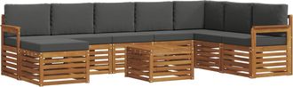 vidaXL Conjunto De Sof&aacute;s De Exterior 9 Uds. Natural Y Antracita Vidaxl