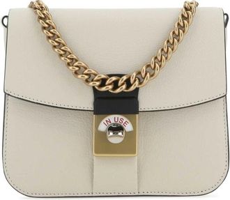 Maison Margiela Two-tone Leather And Cotton New Lock Square Handbag