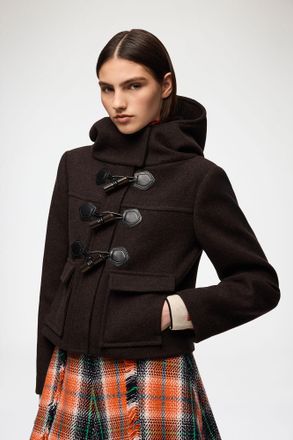 Ganni Brown Duffle Coat Mini in Wool