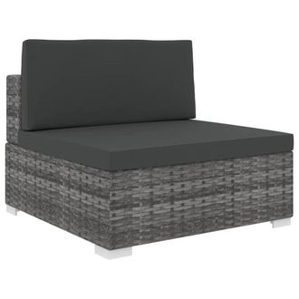 vidaXL Sof&aacute; Modular Central Con Cojines Rat&aacute;n Sint&eacute;tico Gris Vidaxl