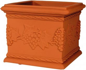 Monacis Jarr&oacute;n Cuadrado Decorativo Cl&aacute;sico Tradicional De 23x23 Cm Y 20 Cm De Alto, En Pol&iacute;mero De Terracota Resistente Para Plantas De Jard&iacute;n Y Terraza
