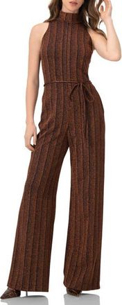 Ivonne Wide-Leg Sleeveless Jumpsuit with Side Pockets in Brown at Nordstrom, Size Large