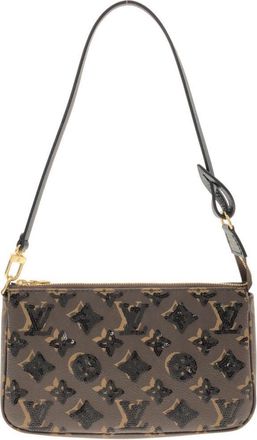 Louis Vuitton Black Marron Coated Canvas Spangles Pochette Pouch (Pre-Owned)